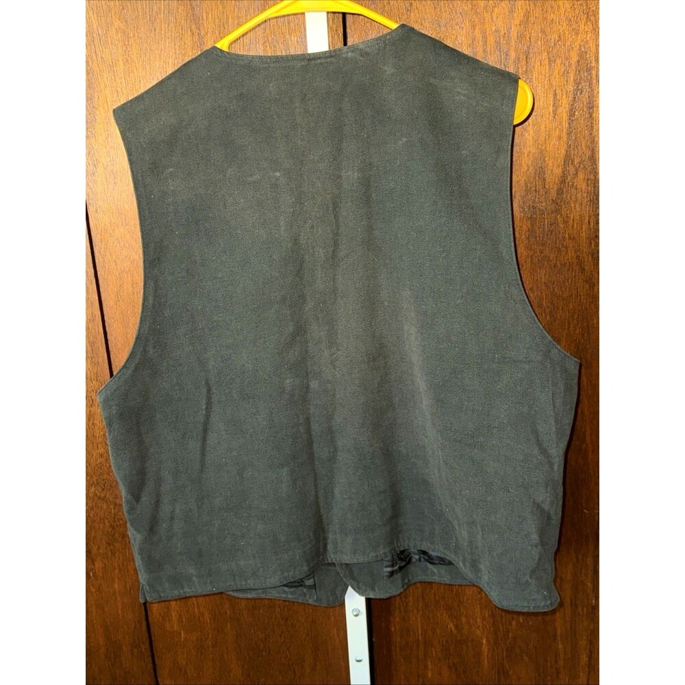 Banana Republic Vest Mens Sz L Dark Green Vest Lined Pockets Flaw* - Picture 4 of 5